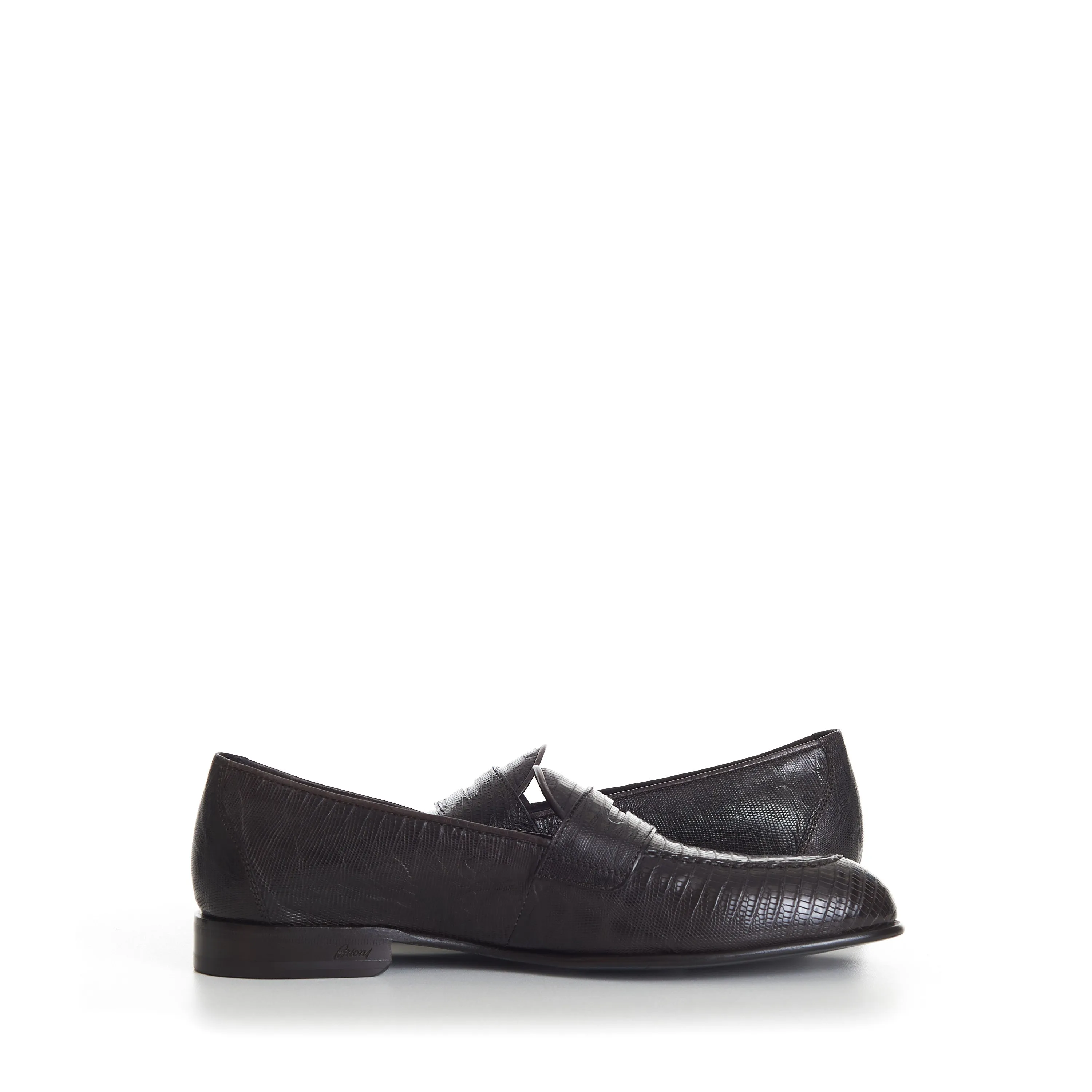 Dark Brown Excotic Leather 'Appia' Penny Loafer