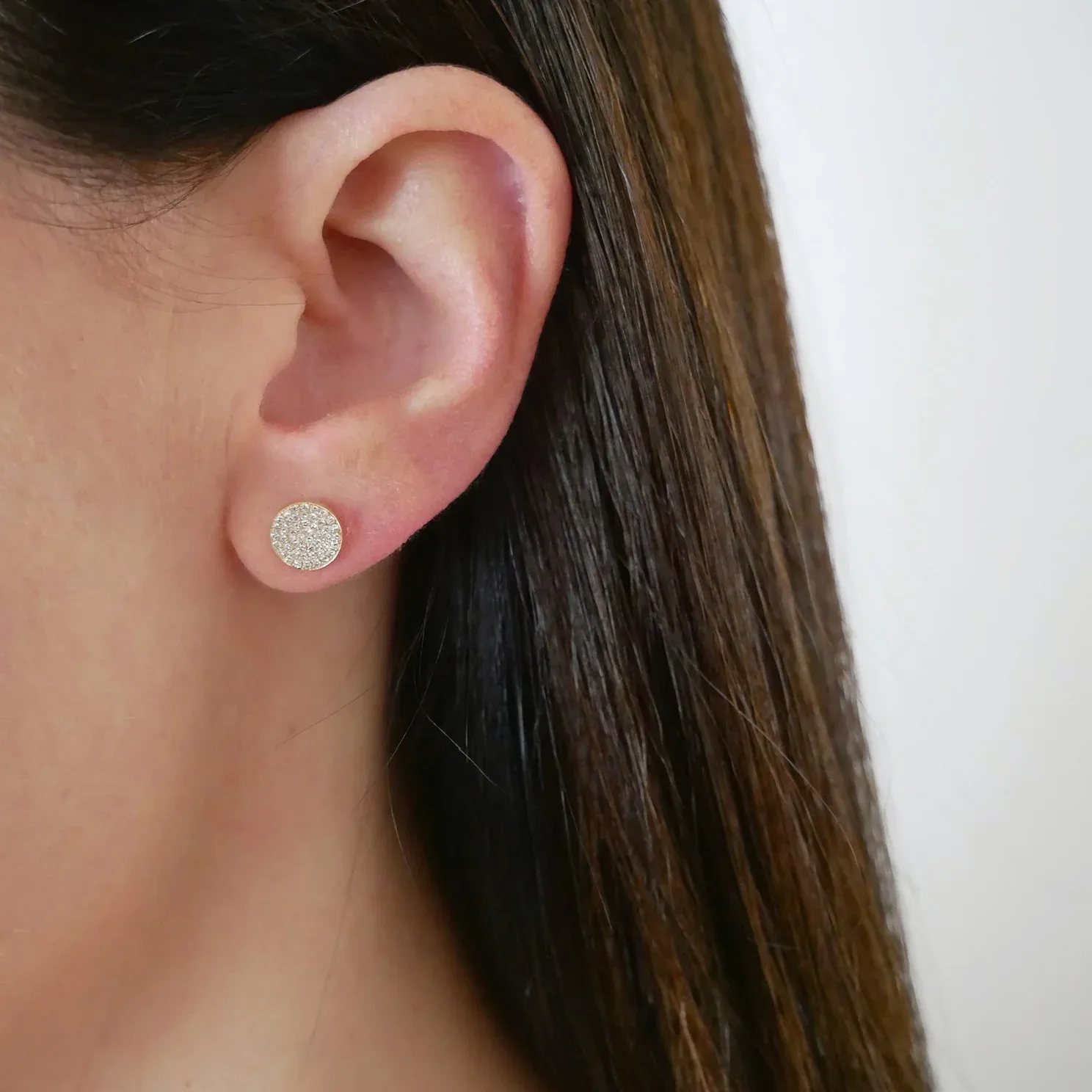 DIAMOND DISC EARRING IN SILVER