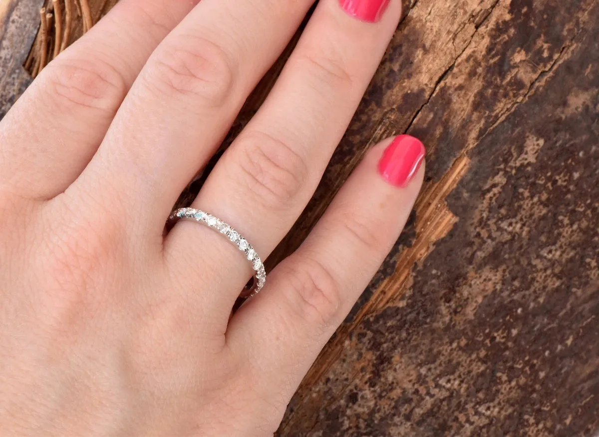 Diamond Eternity Wedding Band-Diamond 1/2 carat wedding band-Wedding band yellow gold -Diamond Band-Half eternity Ring-Art deco band ring