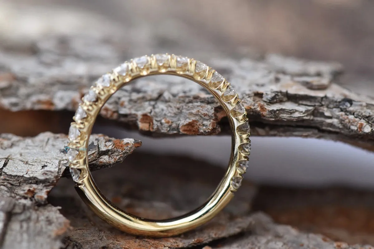 Diamond Eternity Wedding Band-Diamond 1/2 carat wedding band-Wedding band yellow gold -Diamond Band-Half eternity Ring-Art deco band ring