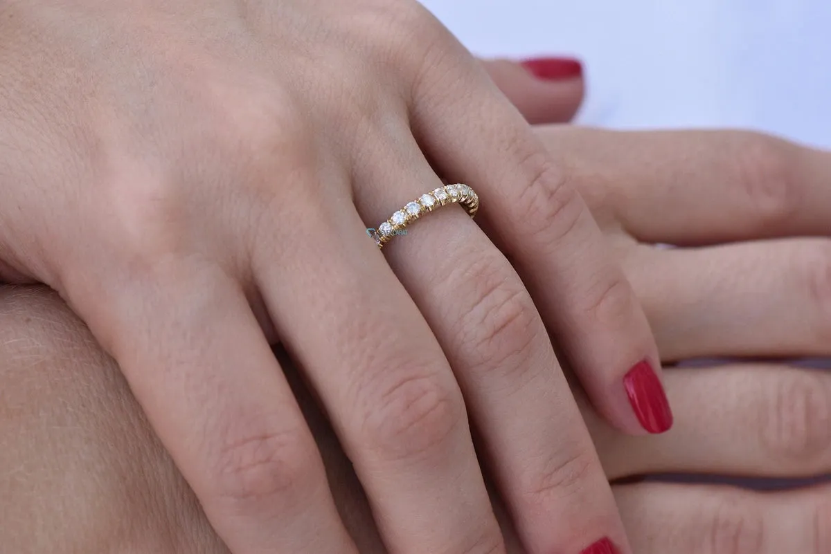 Diamond Eternity Wedding Band-Diamond 1/2 carat wedding band-Wedding band yellow gold -Diamond Band-Half eternity Ring-Art deco band ring