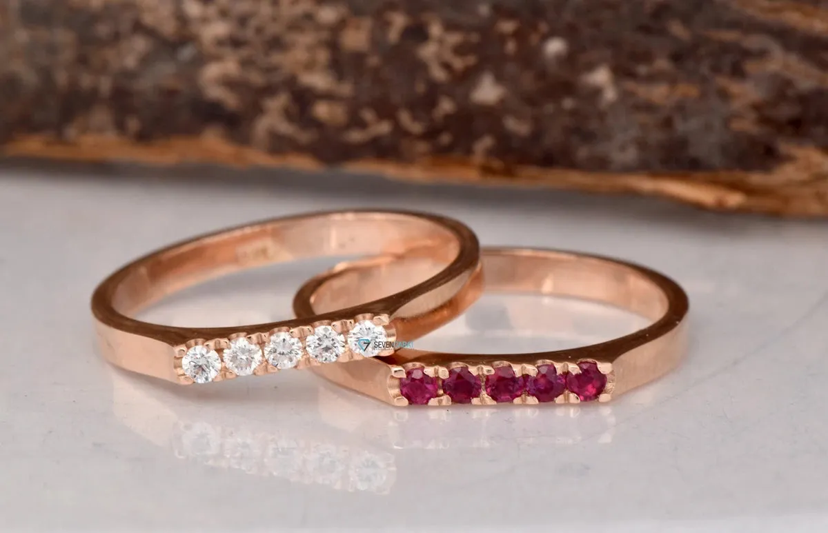 Diamond Eternity Wedding Band-Wedding band-Diamond Band-Anniversary Gift - Half-Eternity Ring-Minimalist ring-FREE SHIPPING-Anillo de bodas