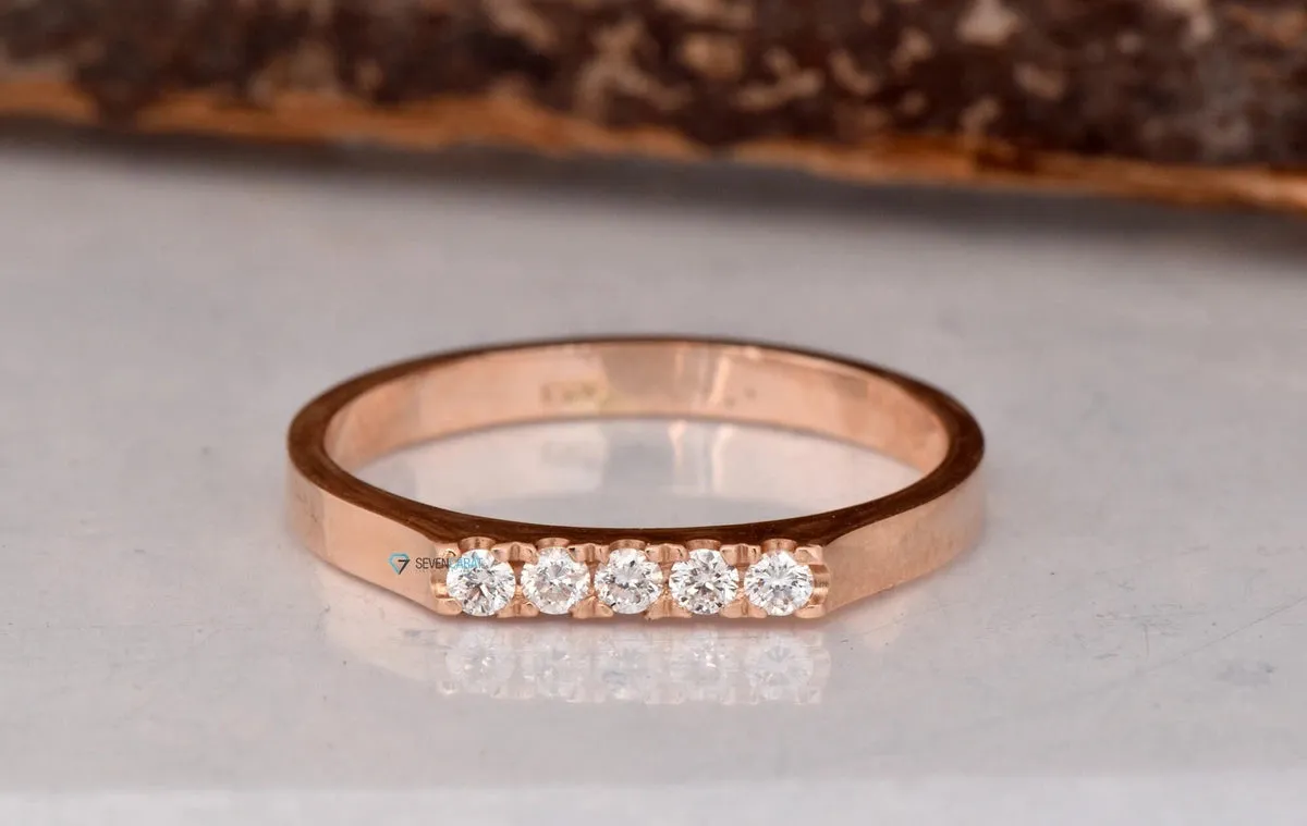 Diamond Eternity Wedding Band-Wedding band-Diamond Band-Anniversary Gift - Half-Eternity Ring-Minimalist ring-FREE SHIPPING-Anillo de bodas