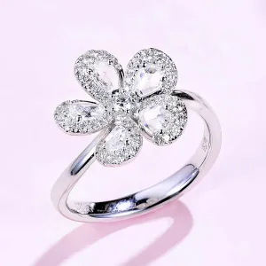 Diamond Sakura Flower Statement Ring