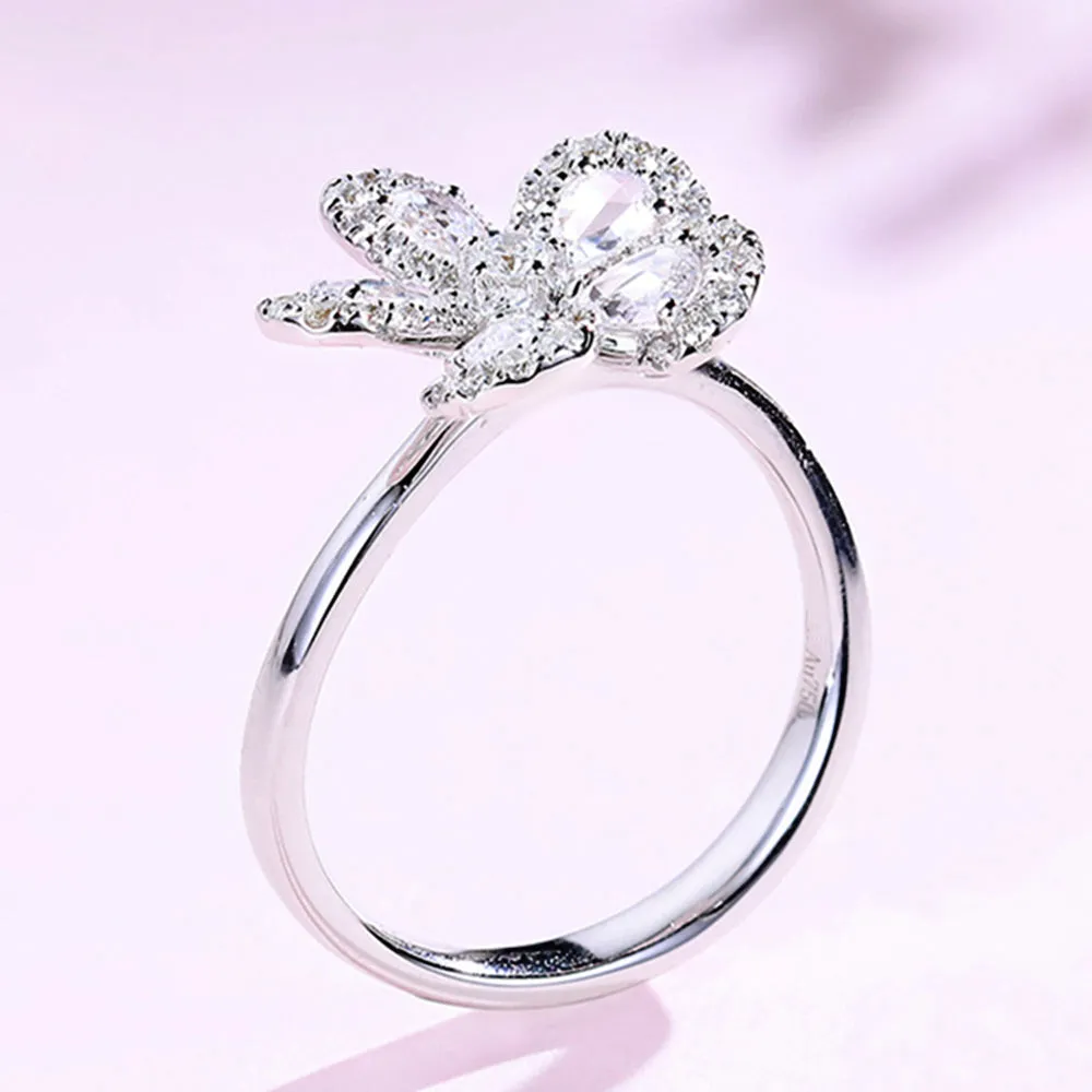 Diamond Sakura Flower Statement Ring