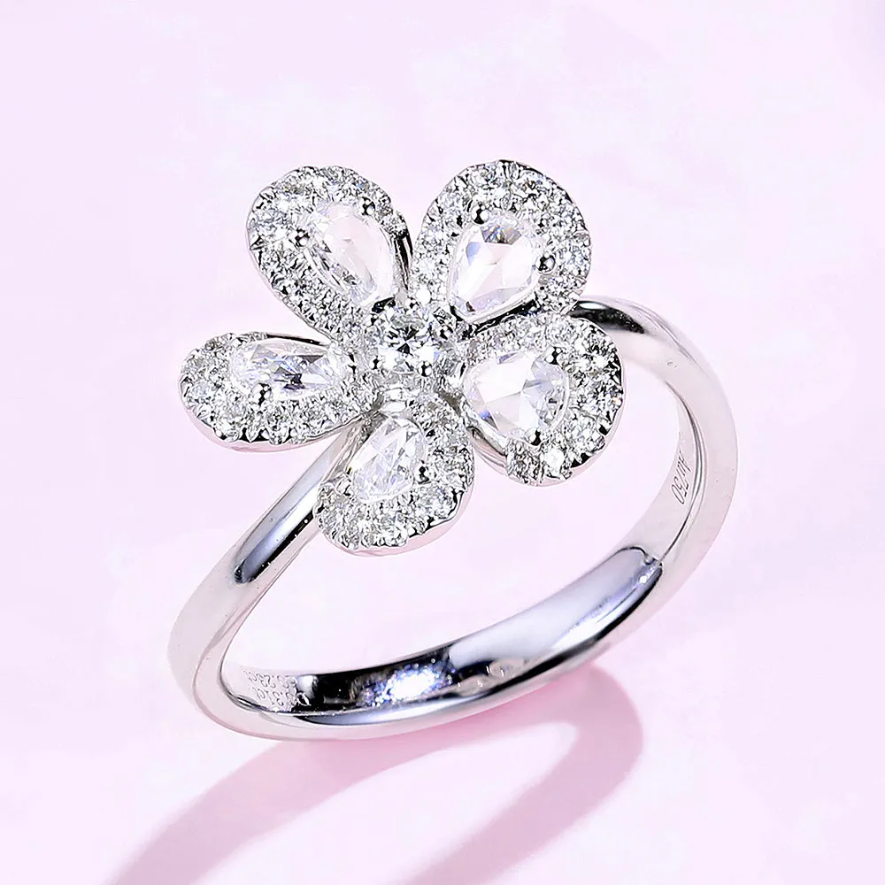 Diamond Sakura Flower Statement Ring
