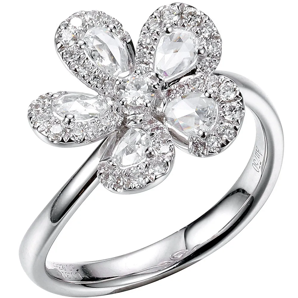 Diamond Sakura Flower Statement Ring