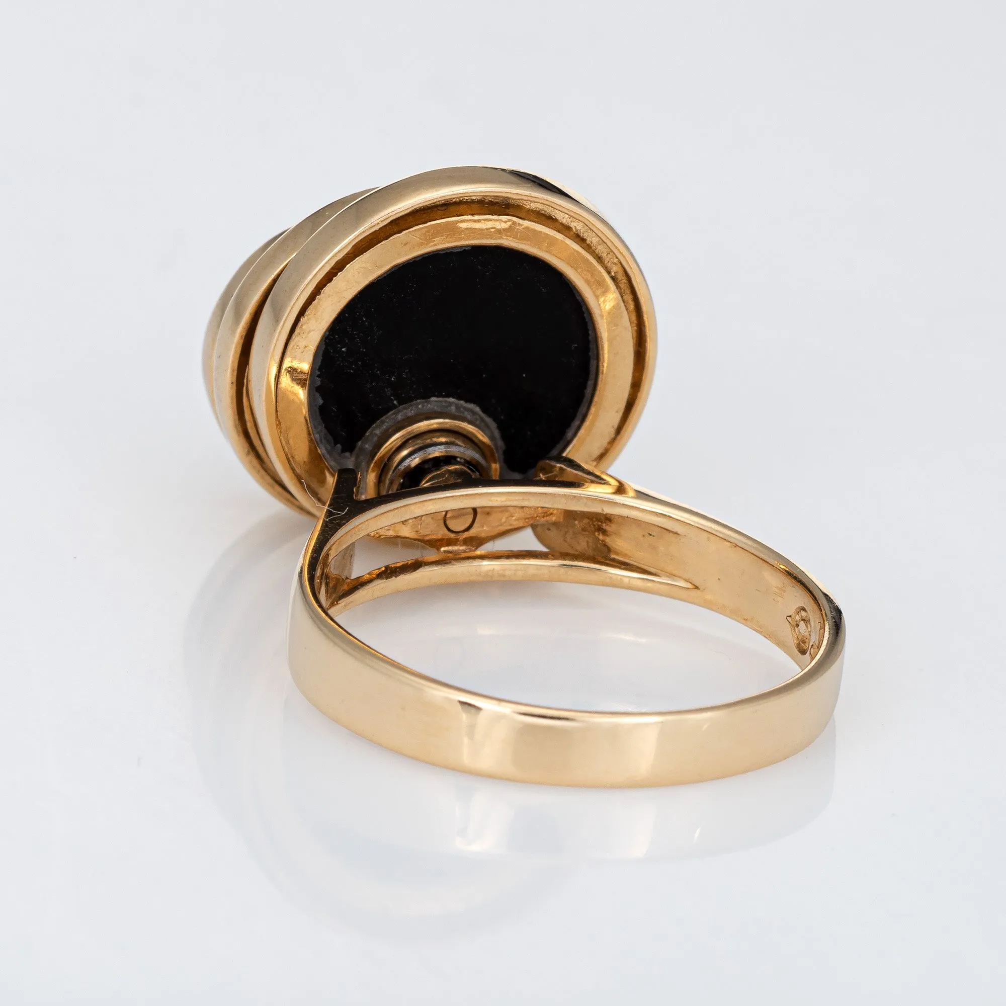Diamond Spinning Ring Vintage 14k Yellow Gold Onyx Lapis MOP Spinner Jewelry