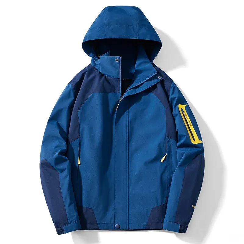 DIMUSI Men's Mountain Waterproof Ski Jacket Windproof Rain Jacket Spring Autumn Outdoor Windbreaker Warm Hood Coat Clothing 5XL