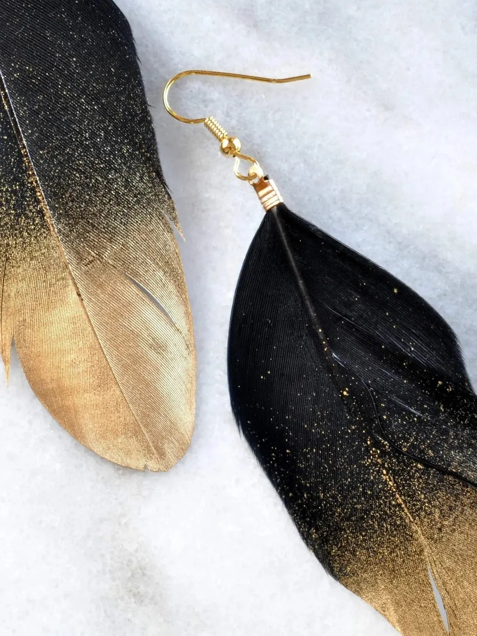 Dipped Feather Statement Earrings