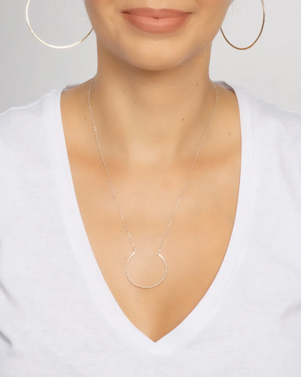 Doted Crescent Necklace, Sterling Silver