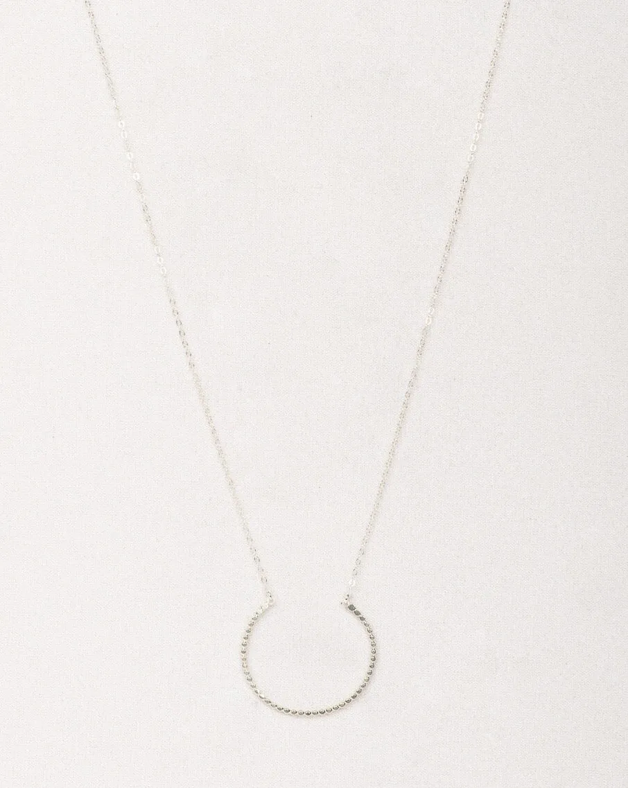Doted Crescent Necklace, Sterling Silver