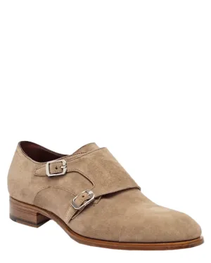 Double Buckle Suede Cap Toe Loafer in Rope