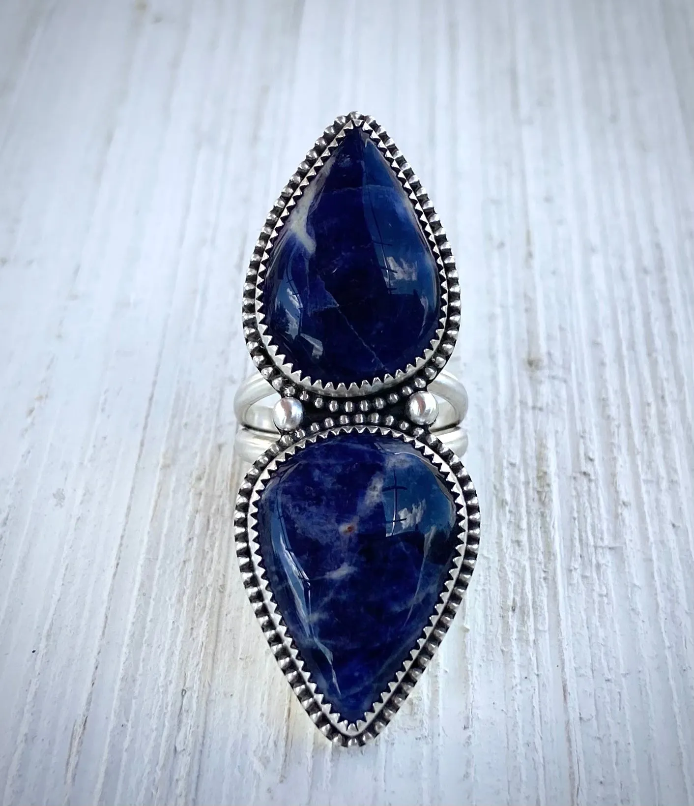 Double Teardrop Sodalite Ring (sz. 8.5 )