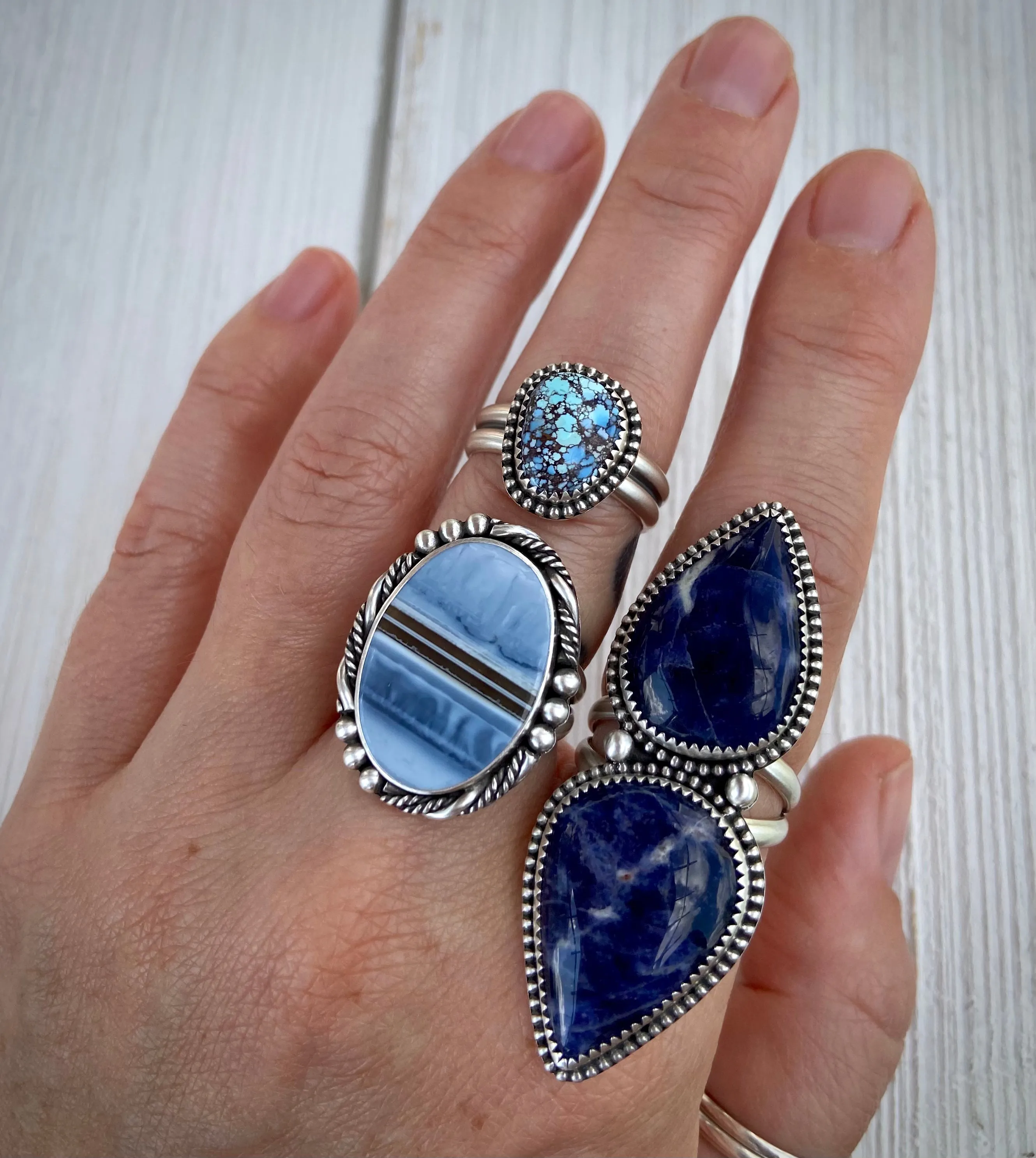 Double Teardrop Sodalite Ring (sz. 8.5 )