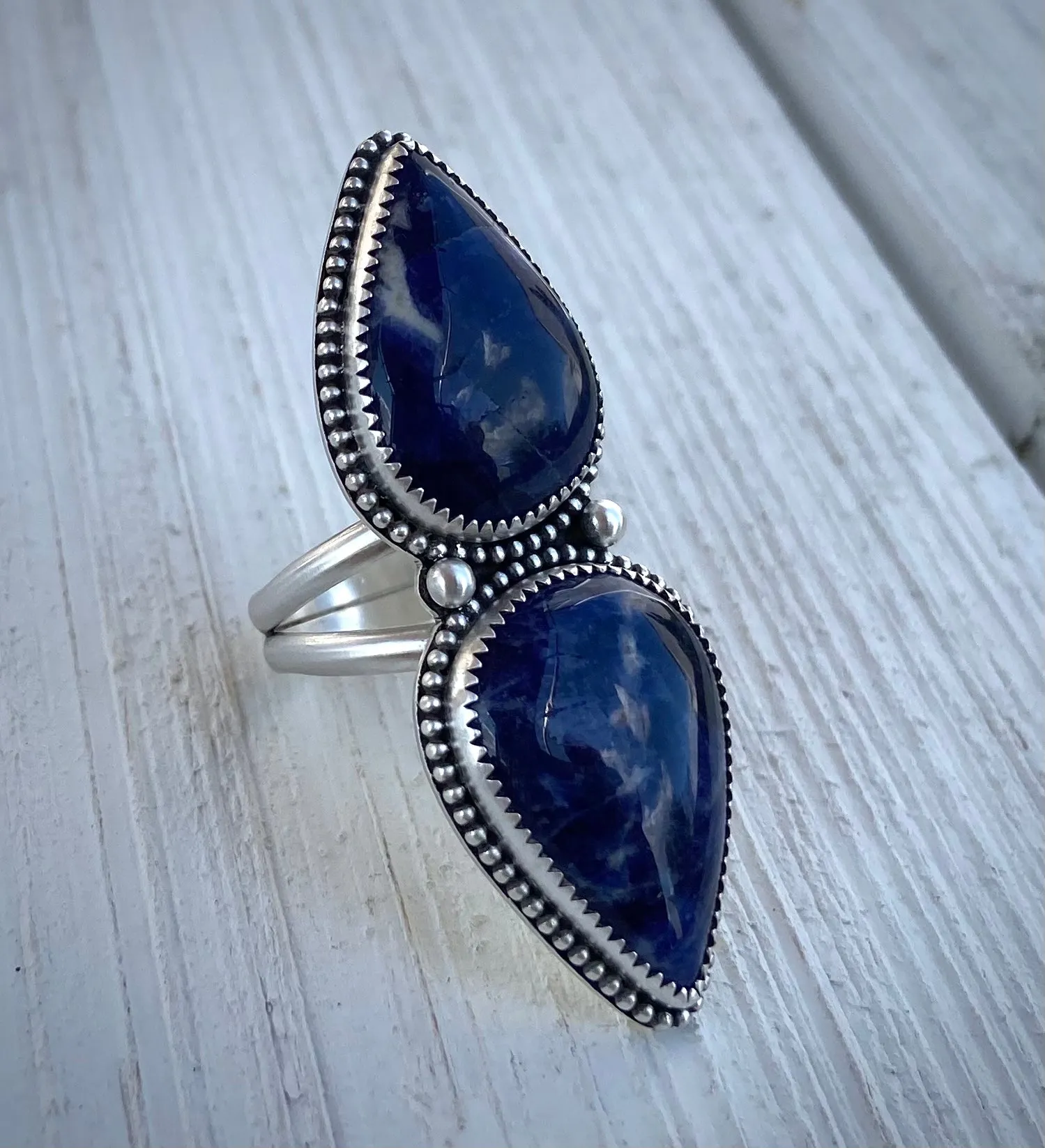 Double Teardrop Sodalite Ring (sz. 8.5 )