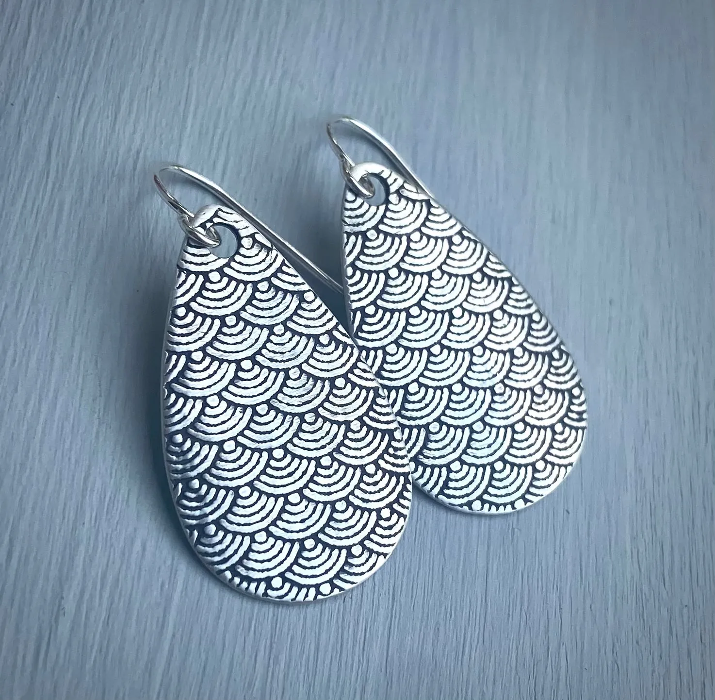 Dragon Scale Silver Earrings