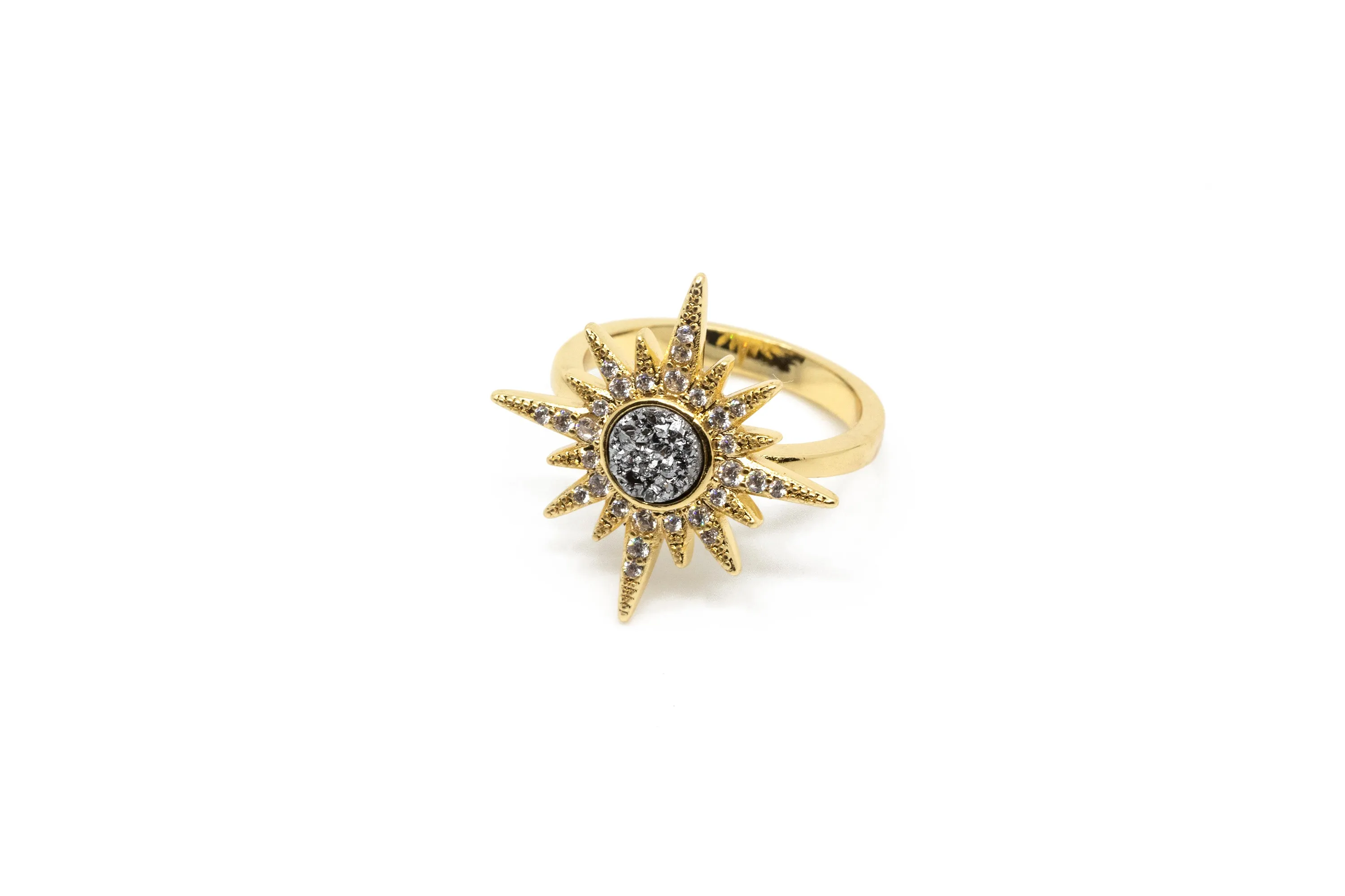Druzy Burst Ring (Gunmetal)