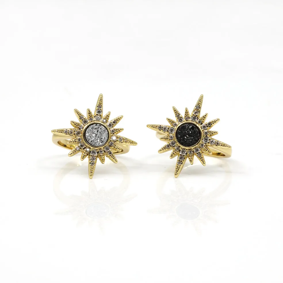 Druzy Burst Ring (Gunmetal)