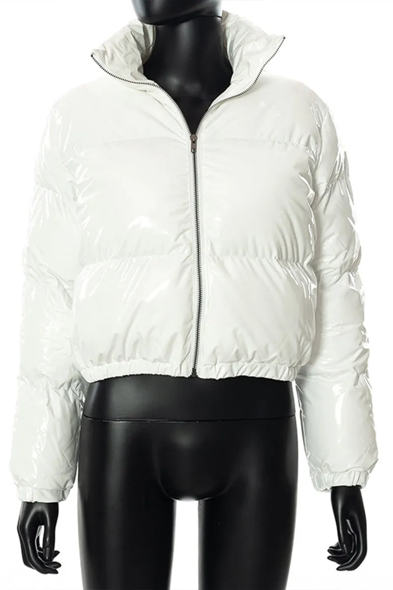 DS3125 Patent Leather Puffer Jacket Outerwear