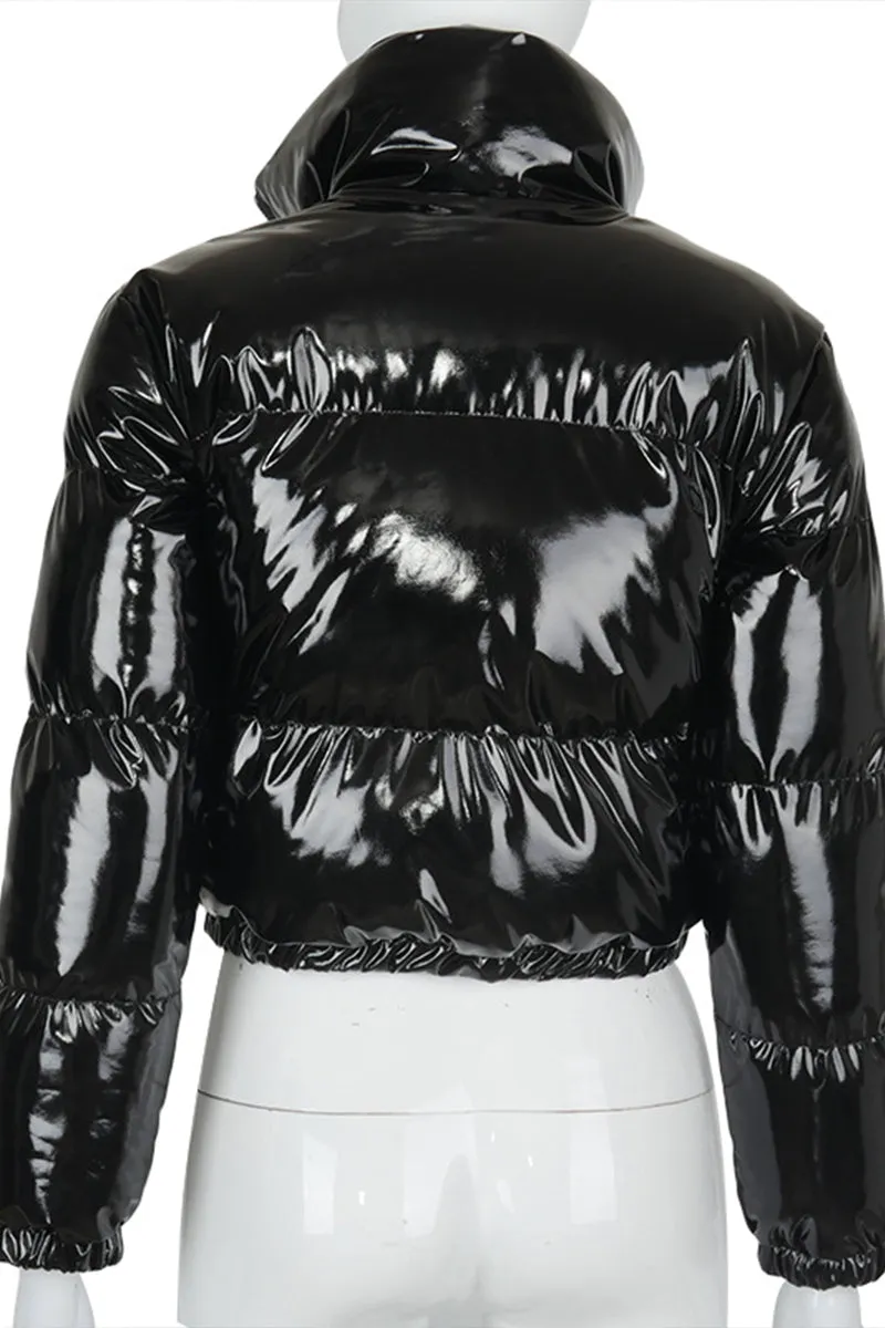 DS3125 Patent Leather Puffer Jacket Outerwear