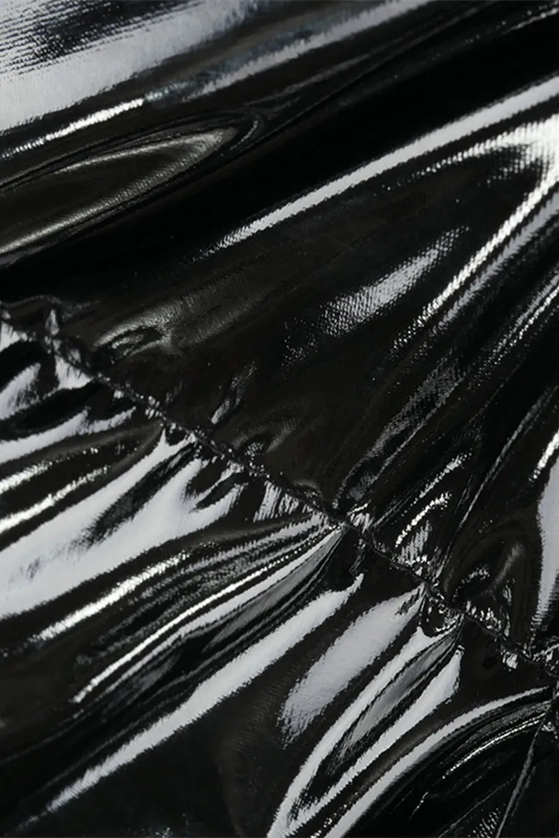 DS3125 Patent Leather Puffer Jacket Outerwear