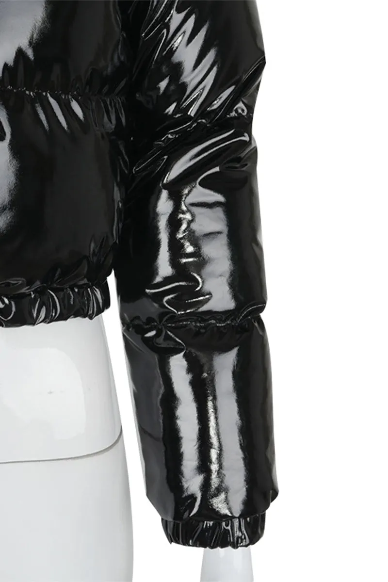 DS3125 Patent Leather Puffer Jacket Outerwear