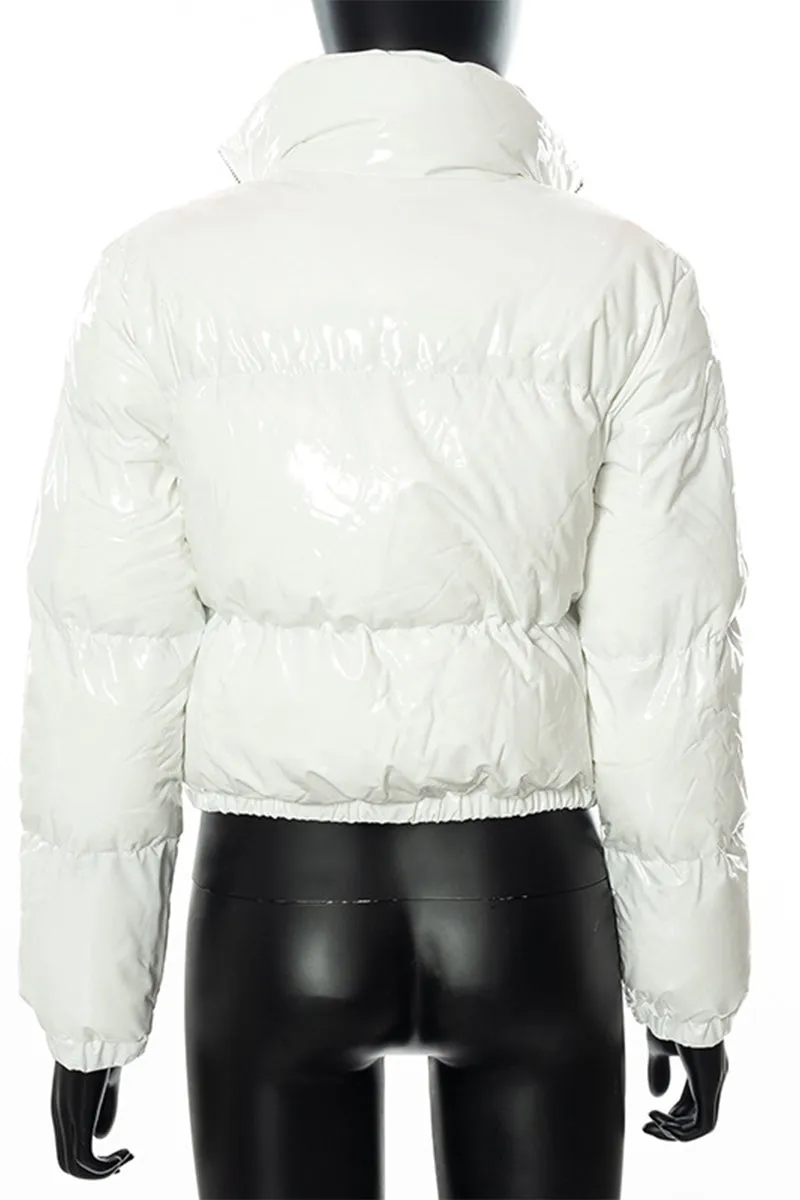 DS3125 Patent Leather Puffer Jacket Outerwear
