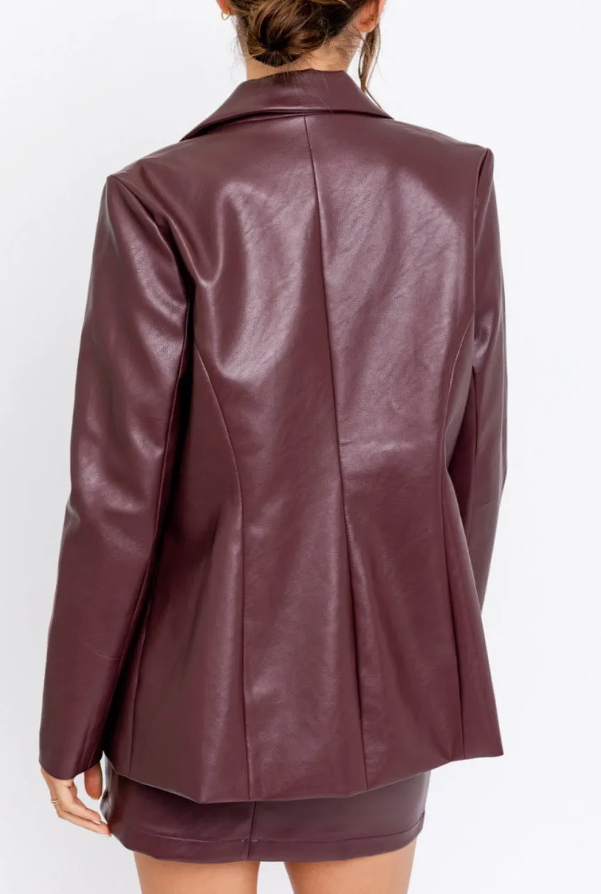 Eco Leather 1 Button Blazer