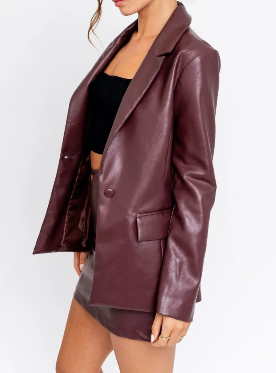 Eco Leather 1 Button Blazer
