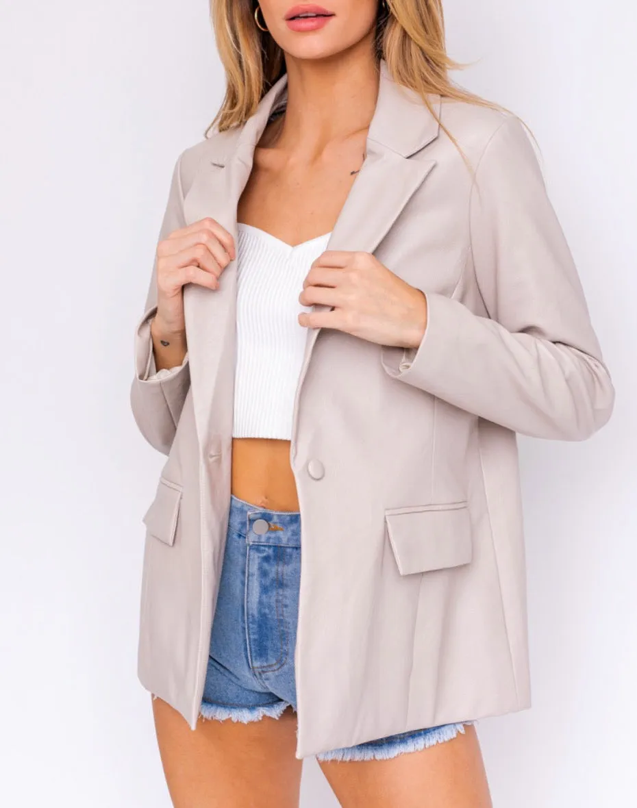 Eco Leather 1 Button Blazer