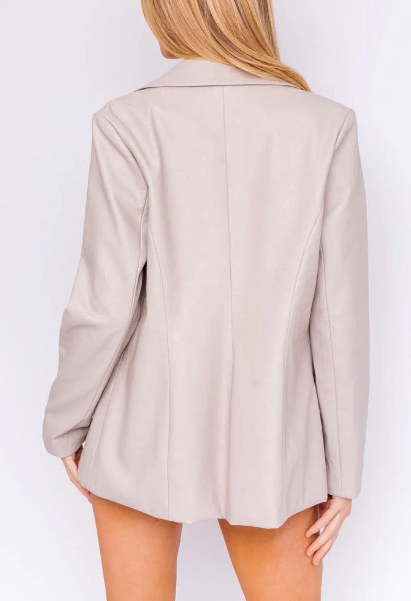 Eco Leather 1 Button Blazer