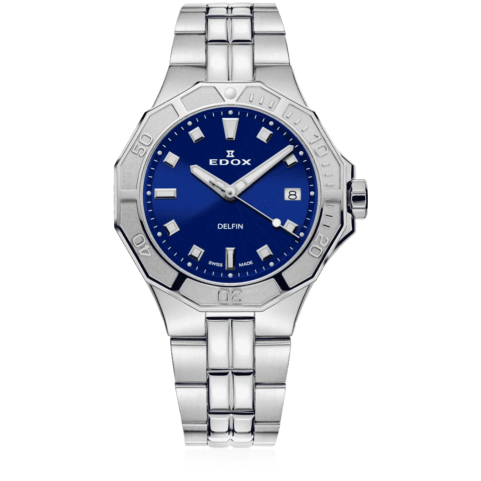 EDOX SWISS MADE 53020-3M-BUN DELFIN THE ORIGINAL DIVER DATE LADY