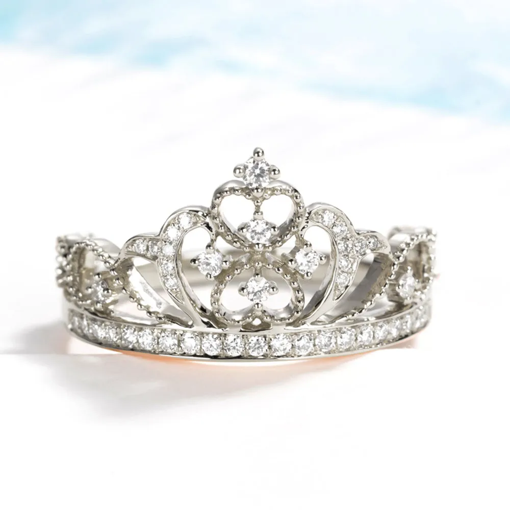 Elegant Crown Shape Diamond Ring