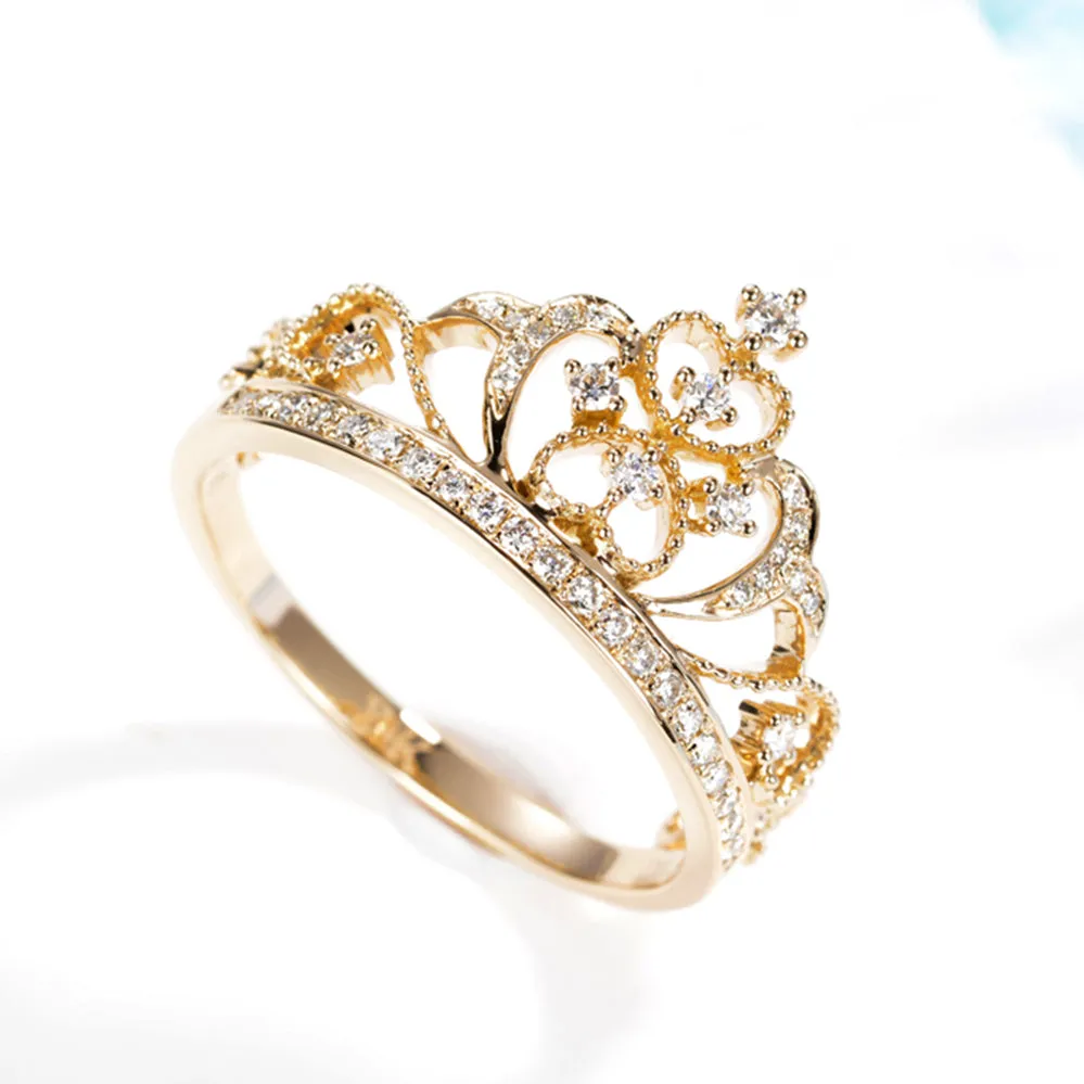 Elegant Crown Shape Diamond Ring