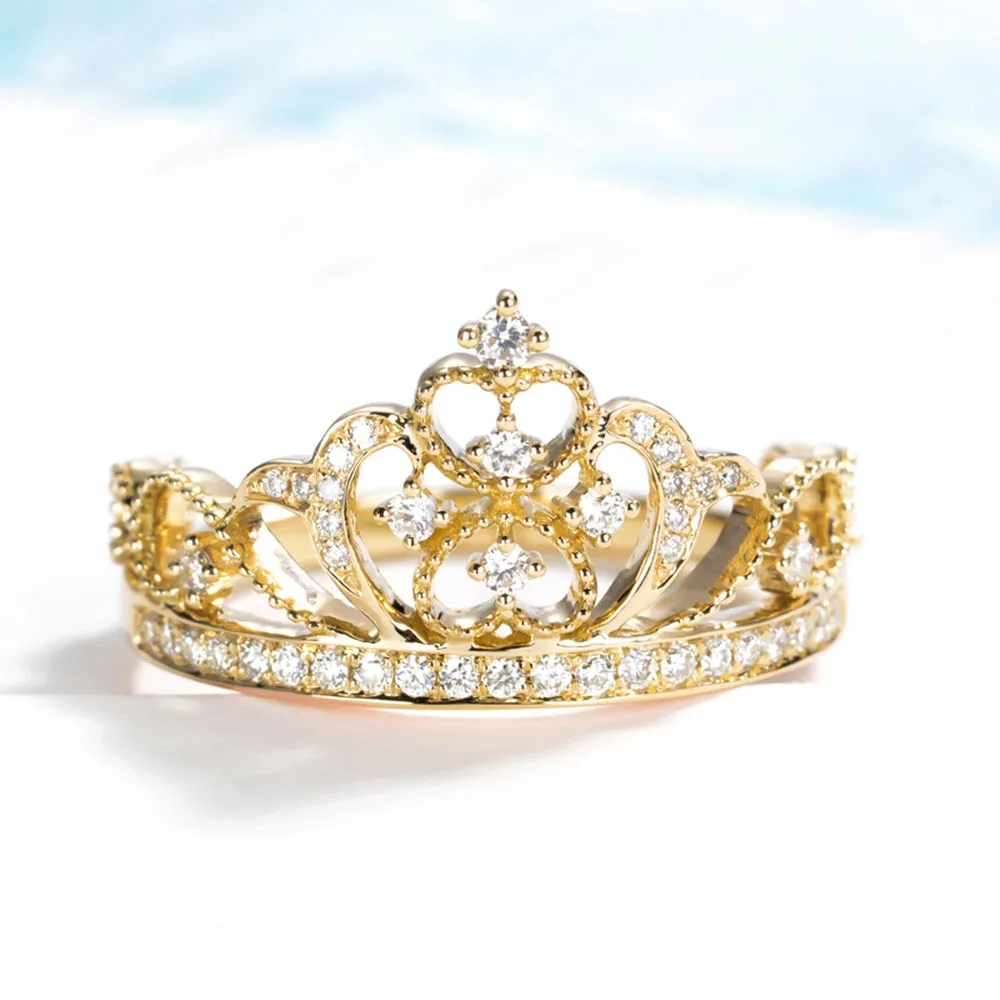 Elegant Crown Shape Diamond Ring