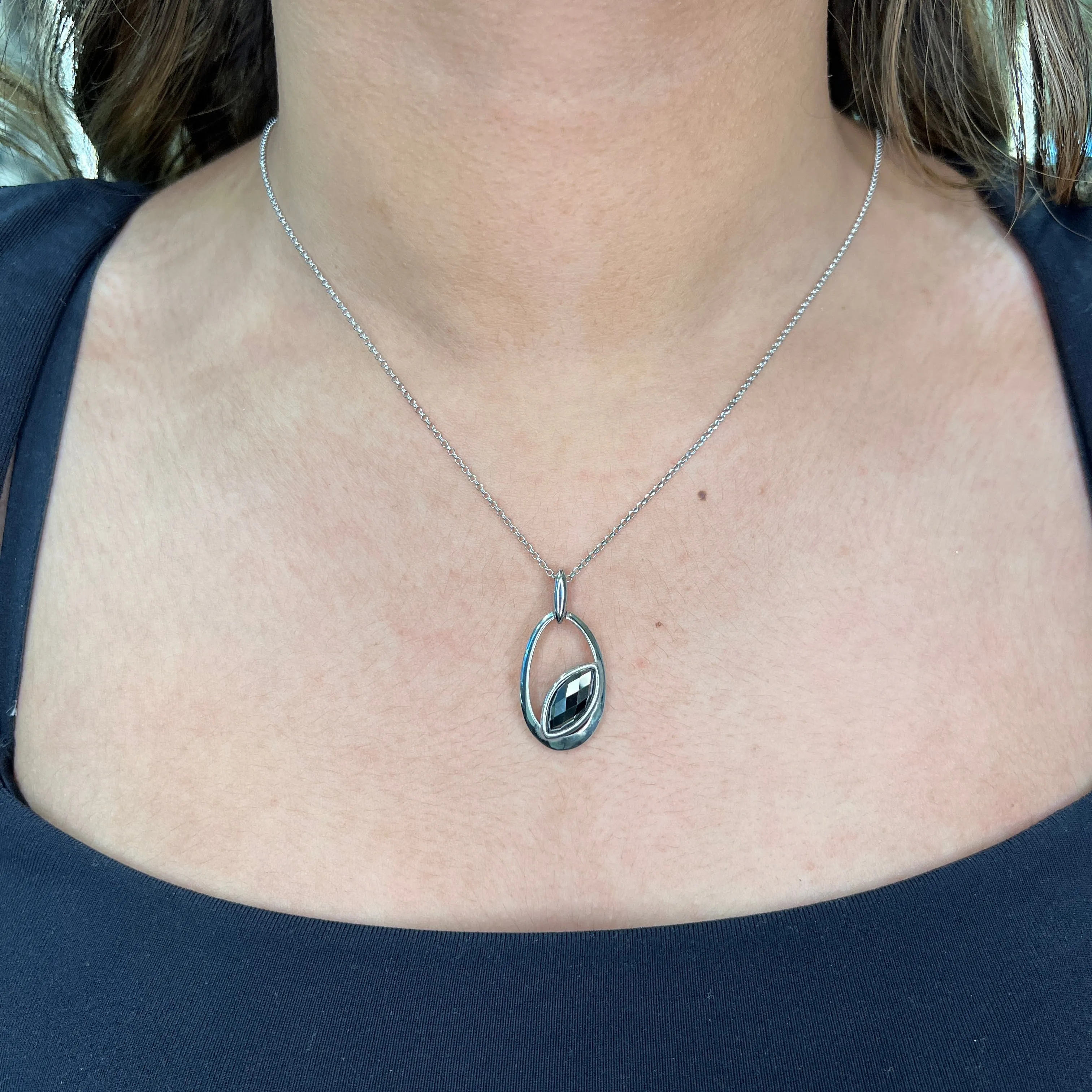 Elle Blink Sterling Silver Rhodium Plated Hematite Necklace