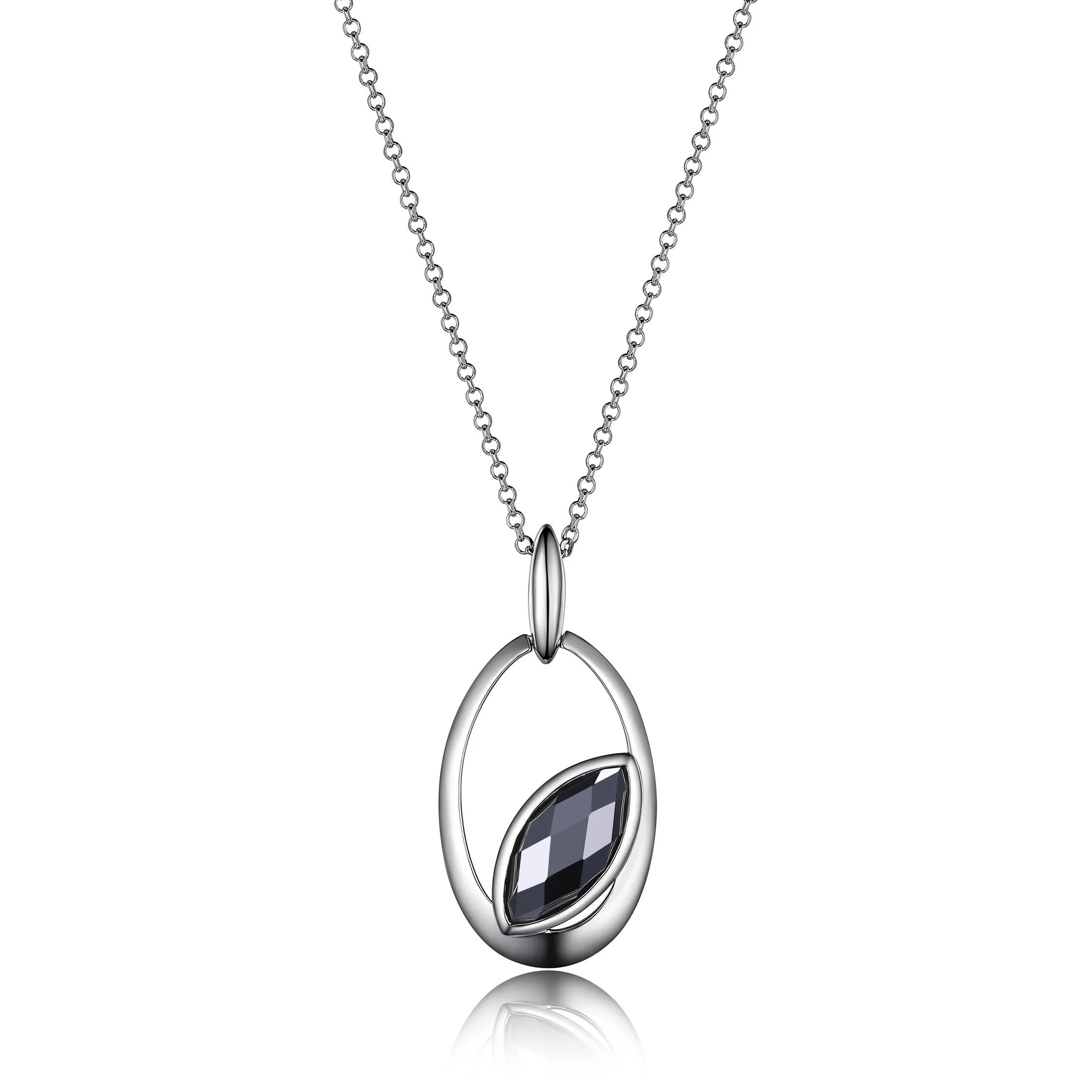 Elle Blink Sterling Silver Rhodium Plated Hematite Necklace