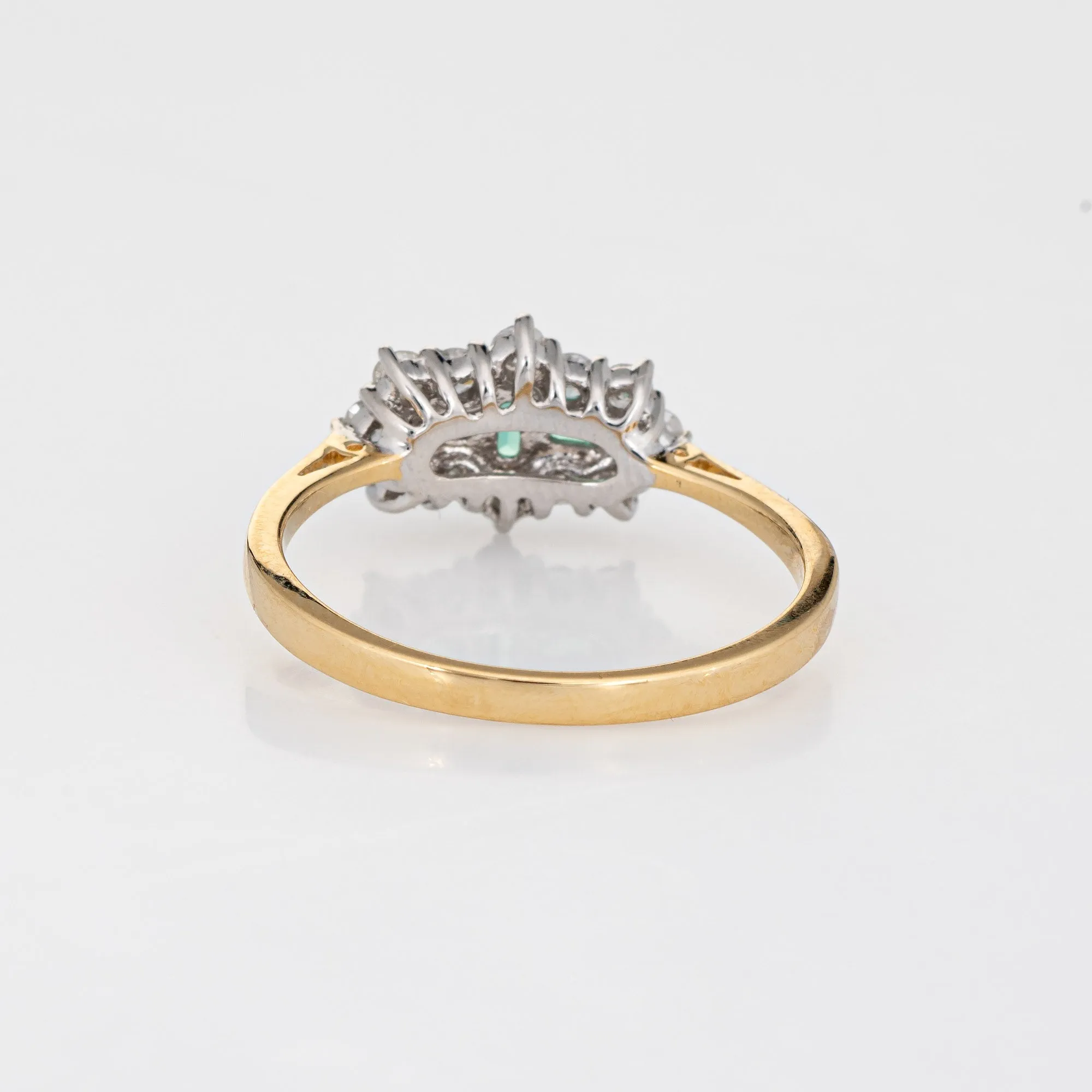 Emerald Diamond Ring Vintage 18k Yellow Gold Sz 7 Estate Jewelry UK Hallmarks