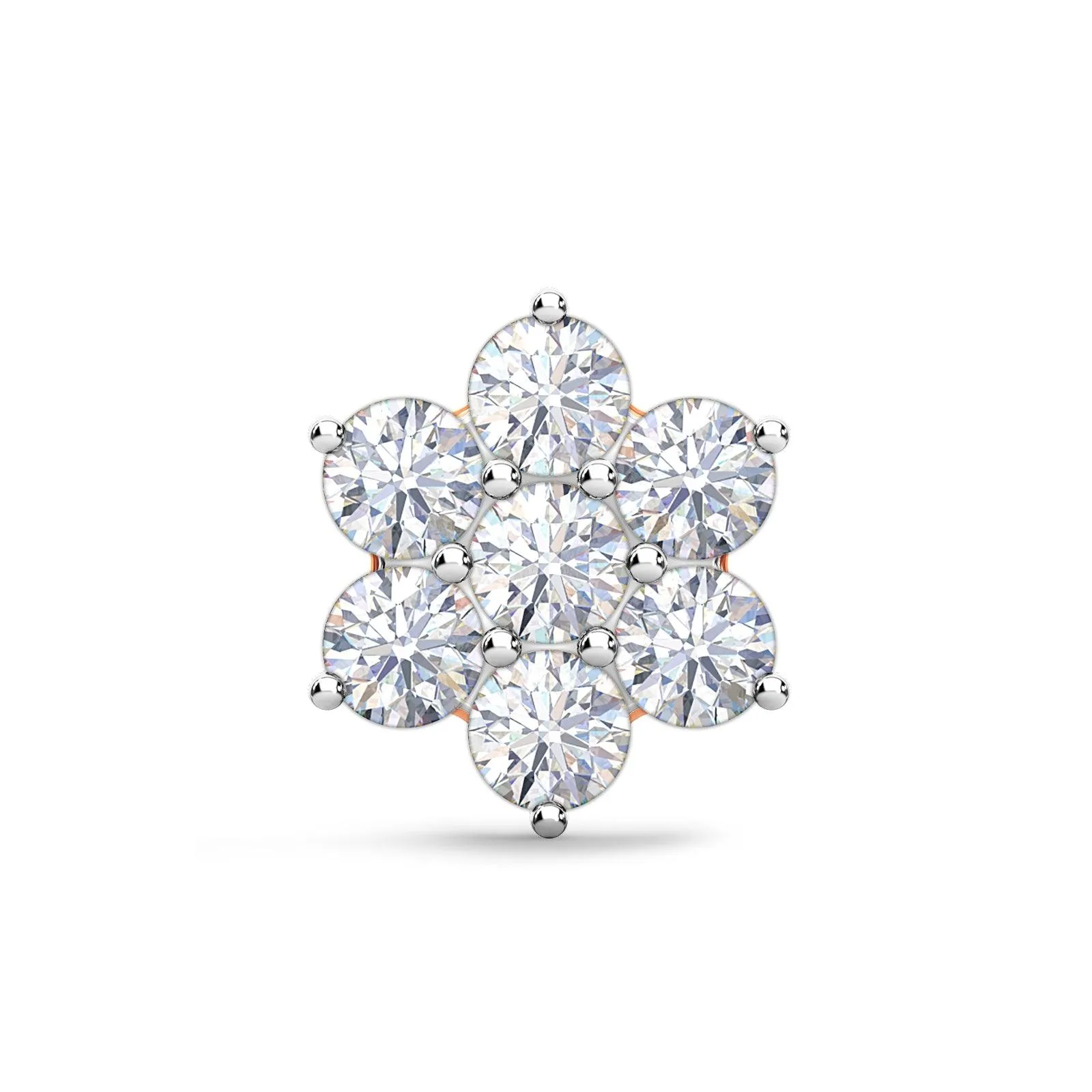 EternalDia Diamond Flower Nose Piercing Pin Screw Ring Stud 4.25mm 14k Rose Gold 18 & 19.5 Gauge (G-H Color/I1-I2Clarity)