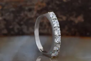 Eternity Wedding Band-Diamond wedding band white gold -Anniversary Gift - Half Eternity Ring-Stacking Ring-Custom order jewelry