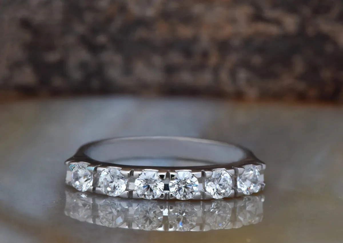 Eternity Wedding Band-Diamond wedding band white gold -Anniversary Gift - Half Eternity Ring-Stacking Ring-Custom order jewelry