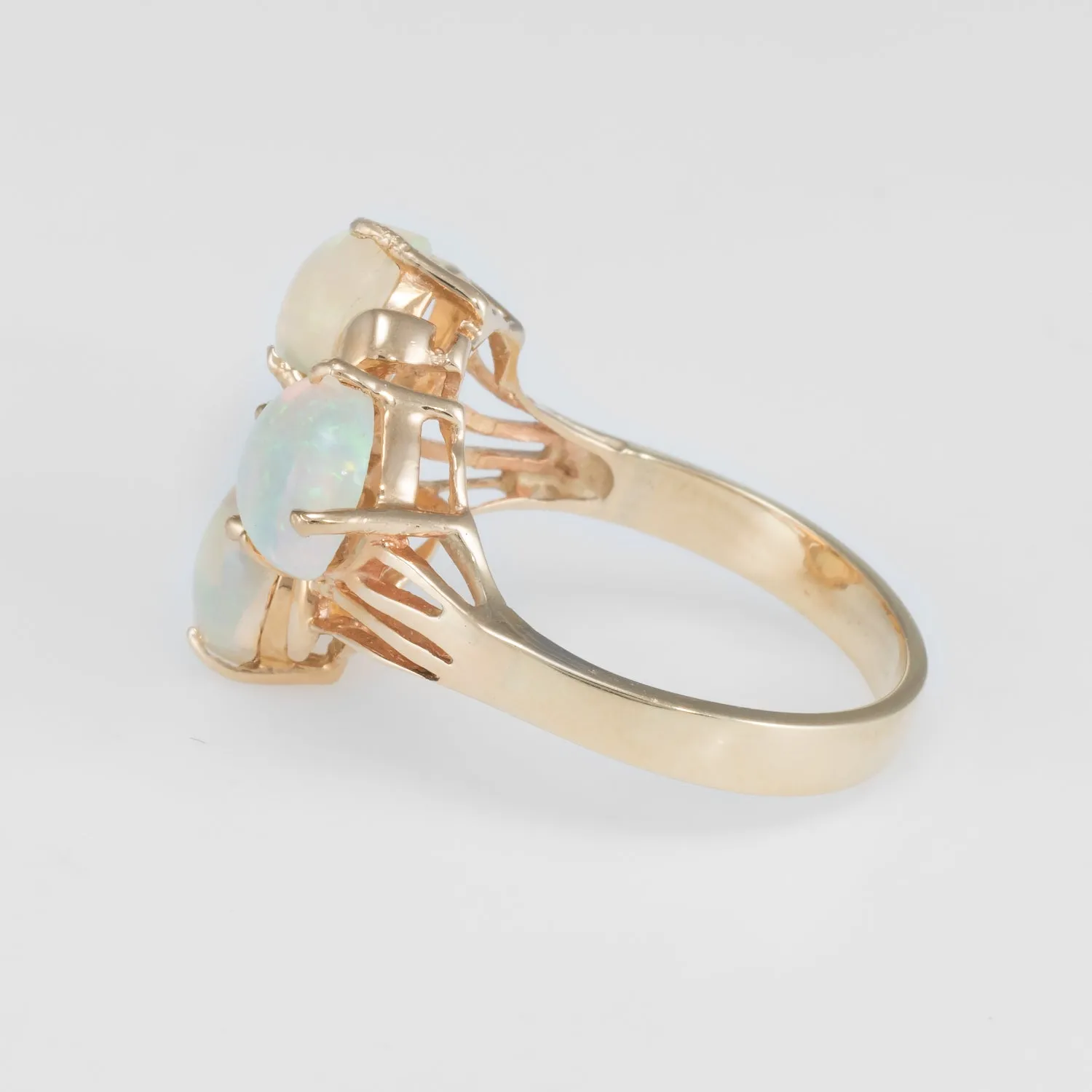 Ethiopian Opal Sapphire Cluster Cocktail Ring Vintage 14k Yellow Gold Estate