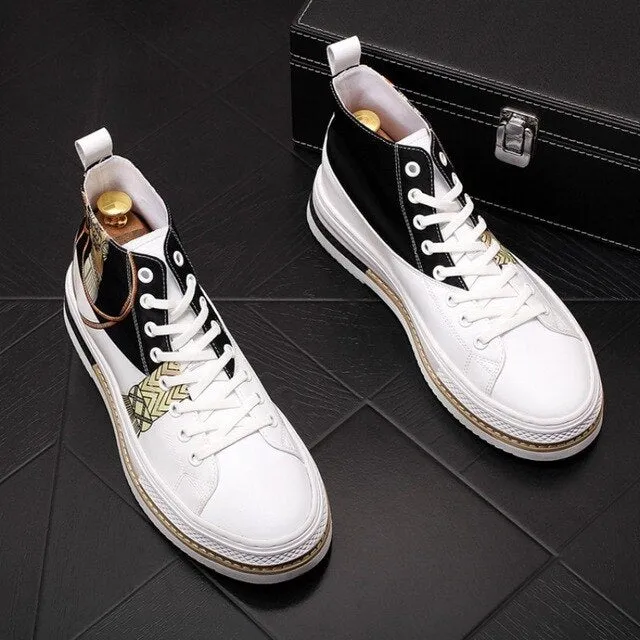 European and American fashion men's cloth shoes thick soles new high-top board shoes breathable men's short boots