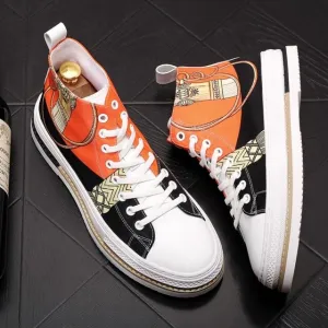European and American fashion men's cloth shoes thick soles new high-top board shoes breathable men's short boots