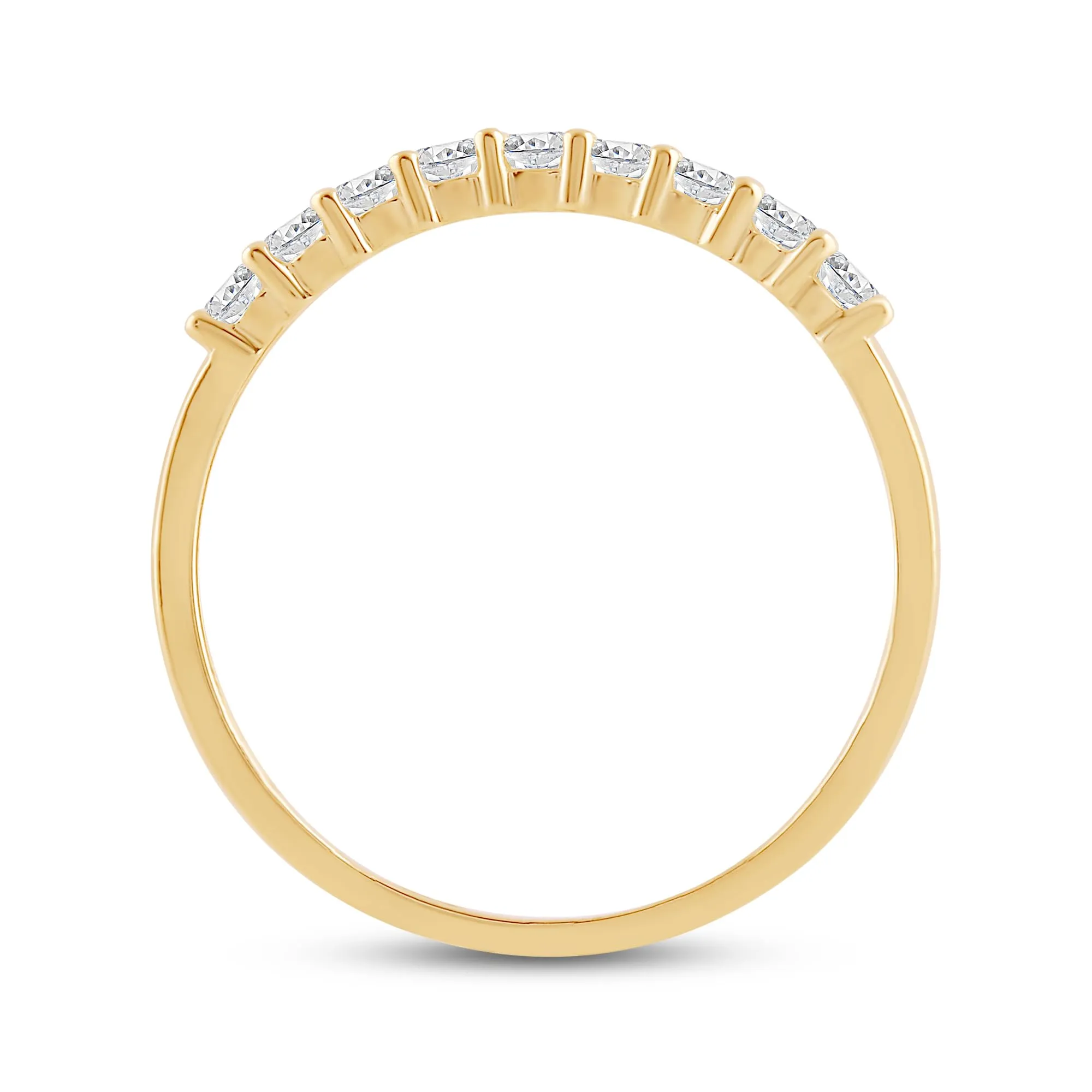 Everyday Elegance 9 Stones Wedding Anniversary Ring Band for Women in 14K Yellow Gold with 0.54 CTTW Round Cut Cubic Zirconia