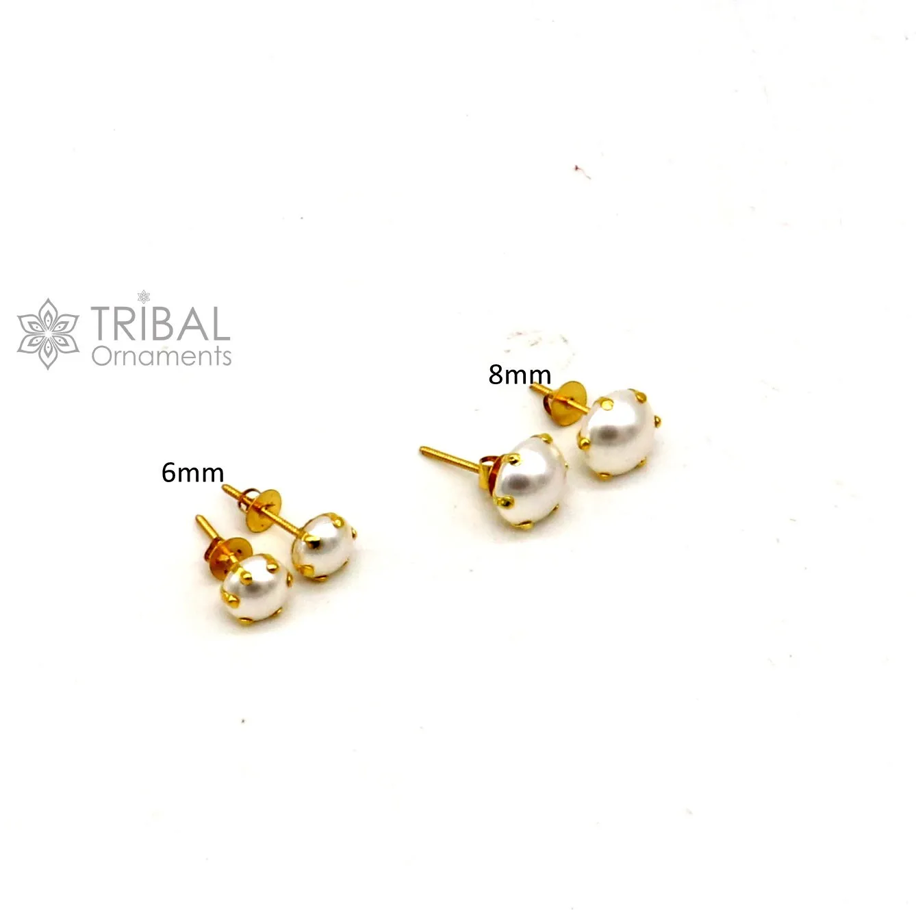 Exclusive round pearl 14kt yellow gold fabulous stud earring for unisex jewelry from india er182