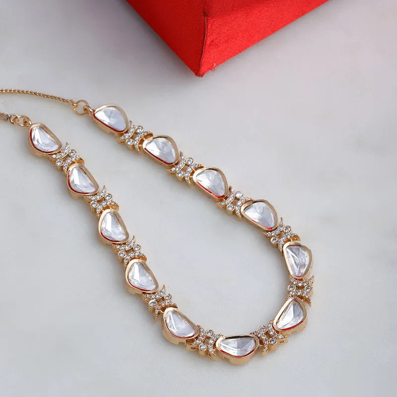 Exclusive White and Silver Kundan And Diamond Neckpiece