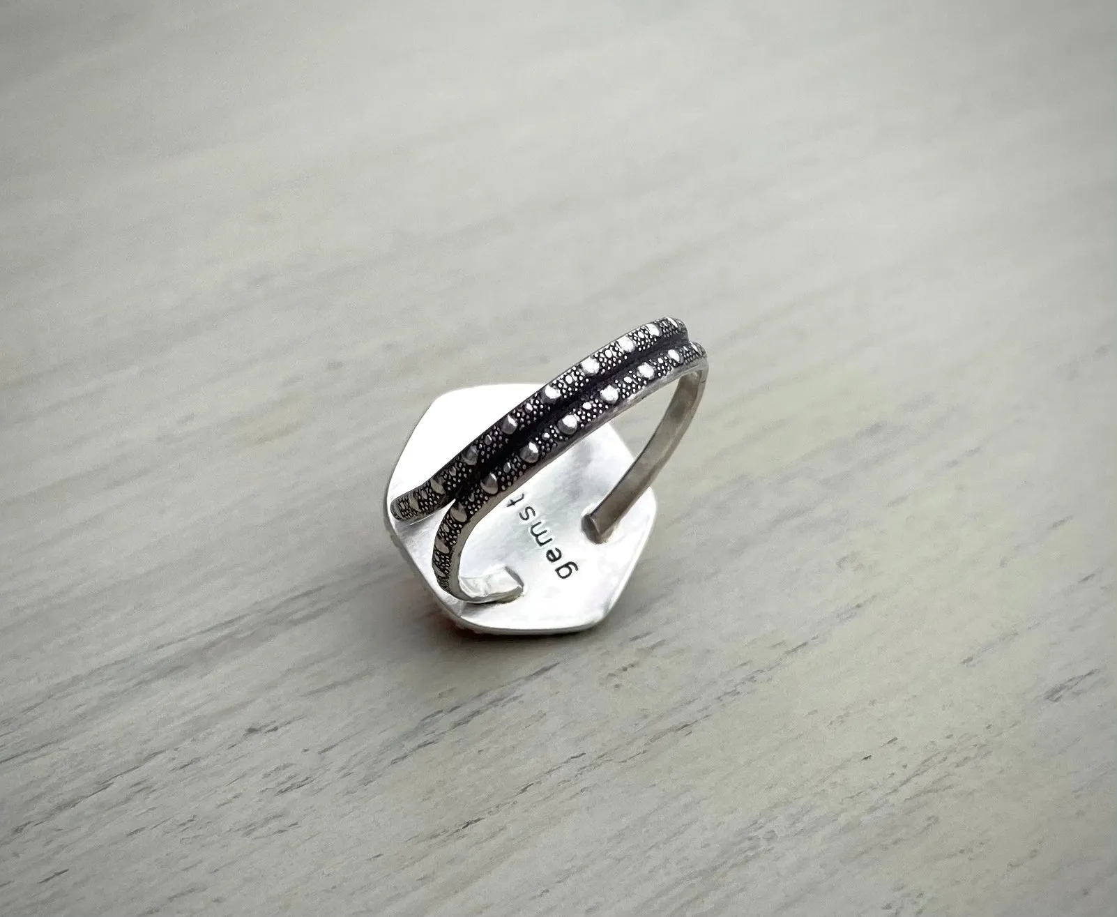 Faceted Carnelian Hex Ring