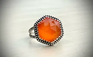Faceted Carnelian Hex Ring
